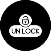 Unlock Access Button Glyph Circle Inverted vector