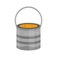soup pot with handle and colorful soup inside vector