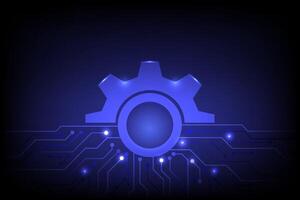 Blue gear with circuit design background vector