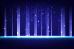 Binary code with neon blue light vector
