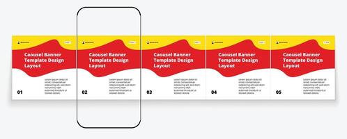 Red and yellow carousel template design for social media branding vector