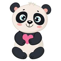 Cute panda holding a heart vector