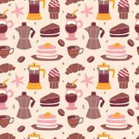 Coffee and dessert pattern design vector