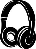 Black icon of headphones without background vector