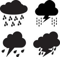 Storm cloud rain icon set. vector