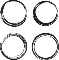 Grunge hand drawn circle set. vector