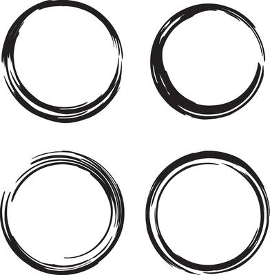 Grunge hand drawn circle set.