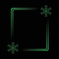 Green glowing corner frame with snowflakes. vector