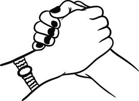 Handshake of a man and a woman line art . vector