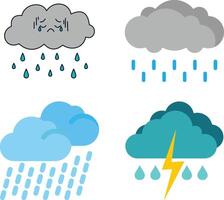 Rain cloud weather icon set. vector