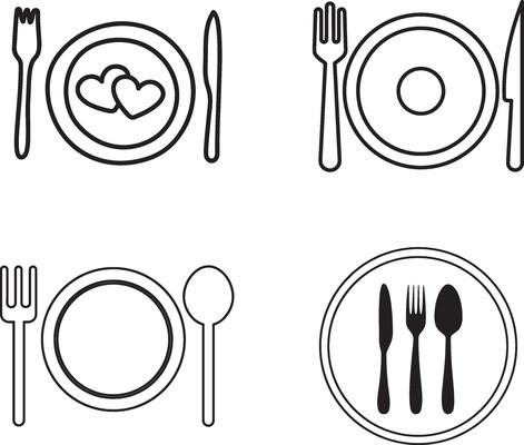 Table setting icons in a flat, minimal style.