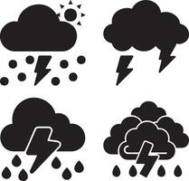 Thunderstorm weather icon set. vector