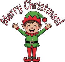 A Christmas elf character with candy text illustration. vector