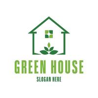 greenhouse logo design concept with flower and leaf vector