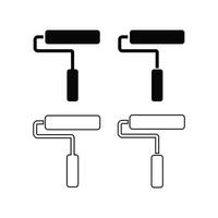 paint roller icon design concept silhouette and outline style vector
