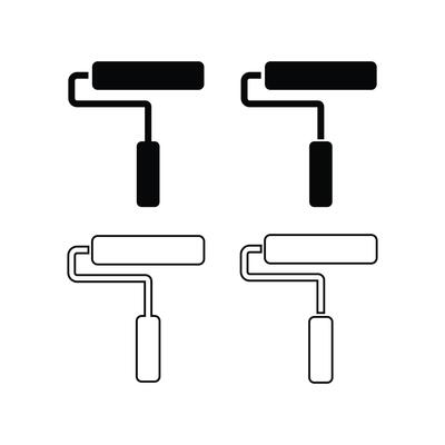 paint roller icon design concept silhouette and outline style