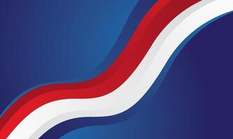 Abstract red white waves on blue background design vector