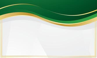 Certificate background with abstract green gold waves vector