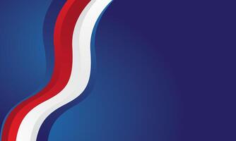 Red white waves on blue background design vector