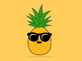 Pineapple. Illustration of pineapple fruit with isolated cartoon flat design style. vector