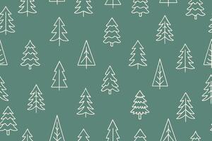 Christmas seamless pattern of Christmas trees in doodle style. Simple seamless background with New Year. design for winter holidays, wallpaper, wrapping paper, fabric, decor, gift wrap. vector