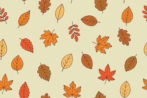 seamless pattern with leaf outlines in doodle style. Line art autumn background. Concept of forest, leaf fall, nature. illustration vector