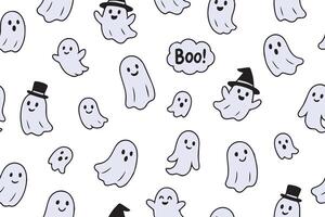 Seamless pattern of cute ghosts. Collection of cute flying spirits. Halloween symbol. Boo. illustration for your design. vector