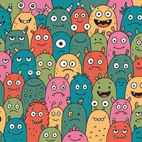 Bright colorful illustration with monsters for kids and adults. Cute funny monsters in doodle style. color illustration for your design. vector