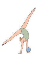 illustration of a rhythmic gymnast gracefully performing a handstand while balancing a ball. The gymnast's precision and poise capture the essence of the sport's elegance. vector