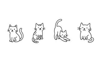 set of cute cats in doodle style in different poses. illustration vector