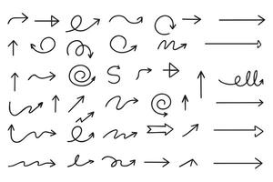Set of Hand-drawn Arrows in Various Styles and Directions ws, stylish, flexible, artistic, expressive, choice, decision, emphasis, aesthetics, composition, dynamic, variety vector