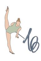 Rhythmic gymnast elegantly performs with a flowing ribbon vector