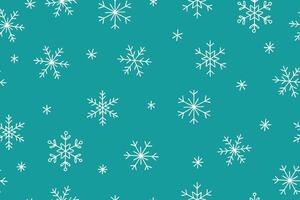 Seamless pattern with black snowflakes on white background. Flat line snowing icons, cute snow flakes repeat wallpaper. Nice element for christmas banner, wrapping. New year traditional ornament. vector