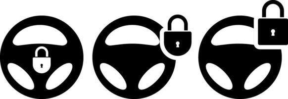 Vehicle Steering lock sign. vehicle security feature present. user interface projects vector
