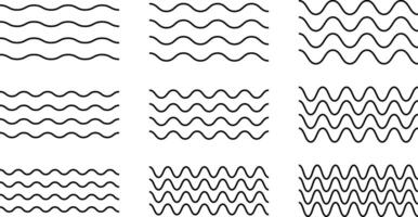 Wave line set. seamless borders zigzag. Graphic design element. Horizontal handwritten. vector