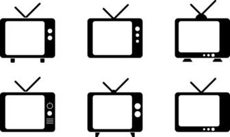 classic tv icon set. representing vintage media. Computer monitor icon. Television sign. communications tower vector