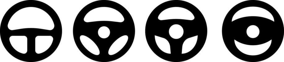 Car Steering wheels icon set. vehicle feature present. user interface projects vector