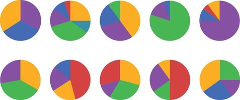 Pie charts diagram. ring percentage wheel. pie chart divided equal parts. Progress sectors. business elements vector