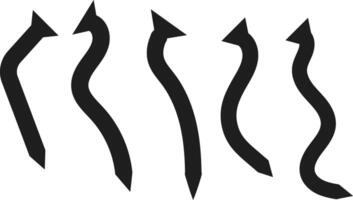 Broken bent nails icon set. Carpentry concept sign. curved and hammered into wall. Repair hardware. Driven in wall curved objects vector