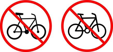 Prohibited sign Bicycle icon. Red prohibition signs. indicating no cycling allowed in designated areas. No pedestrians vector