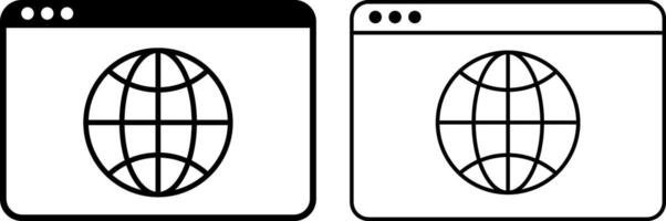 Browser and globe icon. Earth global country map icons. Travel internet globl. globes with world maps. digital platforms and development vector