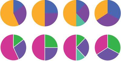 Pie charts diagram. ring percentage wheel. pie chart divided equal parts. Progress sectors. business elements and statistics vector