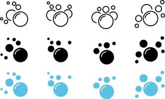 Soap bubbles icon set. Foam bubble symbol. Sparkling water. Fizzy soda drops signs. Oxygen sphere. Clean wash suds concept vector
