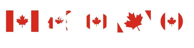 Canada flag stickers icon set vector
