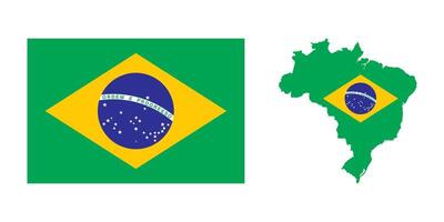 Brazil flag map icon symbols vector