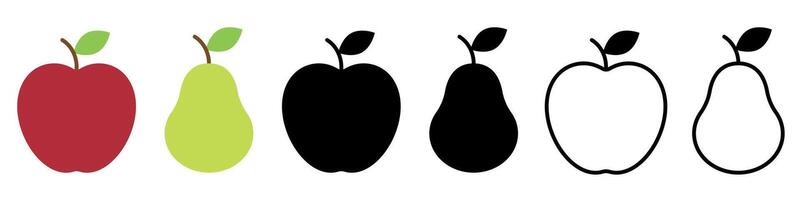 Apple and pear icon set vector