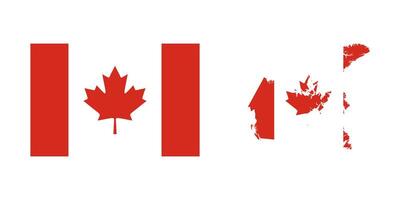 Canada map flag icons set vector