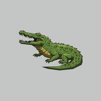 Logo design of a crocodile on a grey background vector