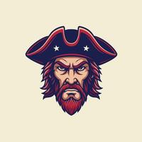 Logo design of a pirate head with a beard and mustache vector