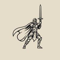 Knight with a sword logo design vector